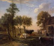 REMBRANDT Harmenszoon van Rijn Cows in the Meadow near a Farm oil painting reproduction